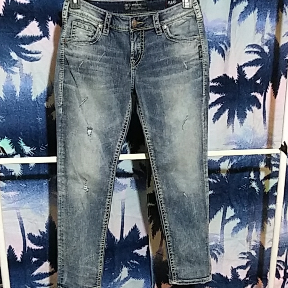 Silver boyfriend fluid distressed jeans 27 (29x28)